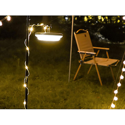 Uzlādējama LED kempinga lampa ar 8m gaismas virteni uz spoles