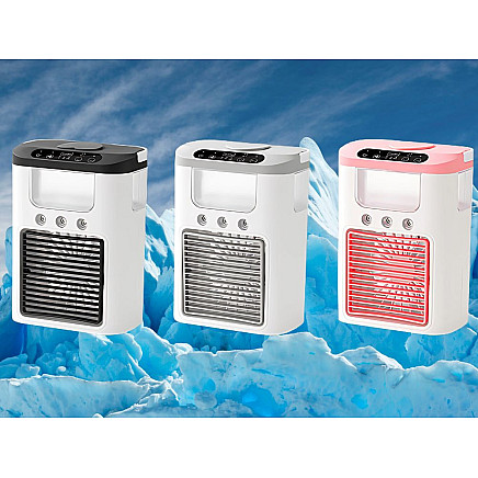 Portatīvais gaisa dzesētājs un mitrinātājs USB RGB LED 3 ātrumi