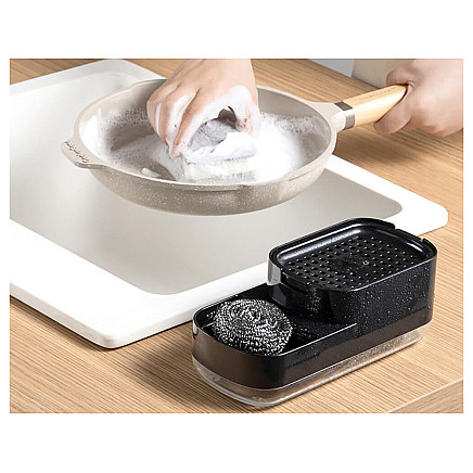 Virtuves dozators trauku līdzeklim ar sūkļa turētāju