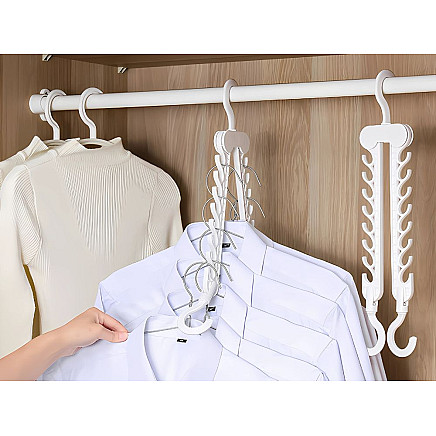 Salokāms drēbju organizators skapim, 16 vietas, balts