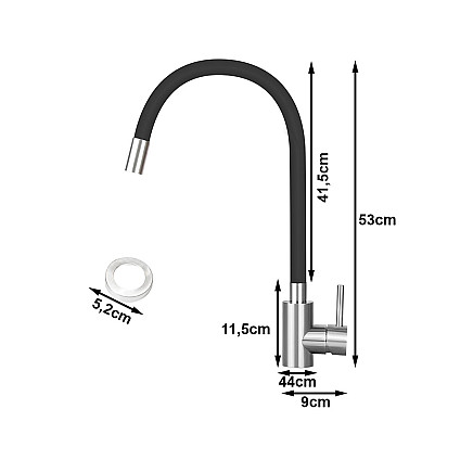 Flexible kitchen mixer tap with swivel spout 360 flexible