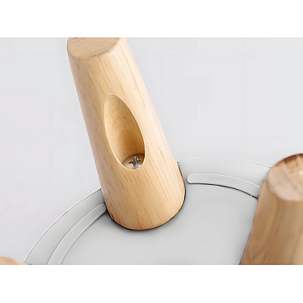 Puķu pods ar koka statīvu uz kājiņām, 14 cm, balts