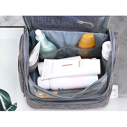 Piekarama ceļojumu kosmētikas soma organaizers, liela, unisex, pelēka