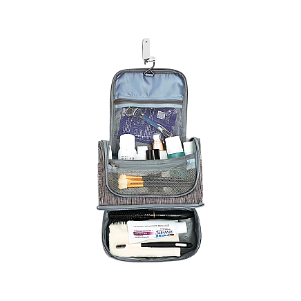 Piekarama ceļojumu kosmētikas soma organaizers, liela, unisex, pelēka