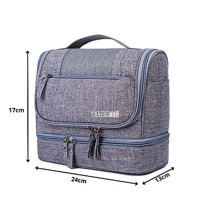 Piekarama ceļojumu kosmētikas soma organaizers, liela, unisex, pelēka
