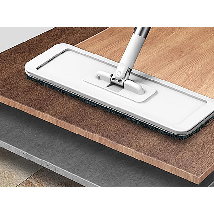 Salokāms plakanais mops ar nospiešanas mehānismu 125 cm, mikrošķiedras, balts