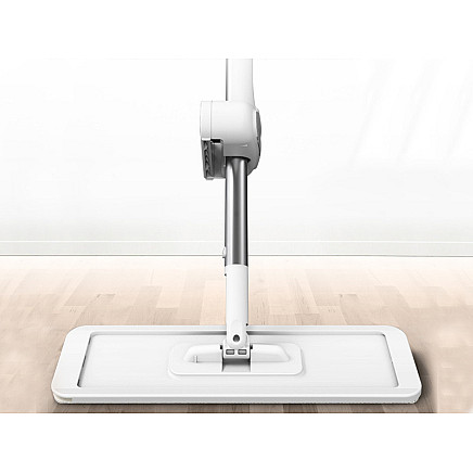 Salokāms plakanais mops ar nospiešanas mehānismu 125 cm, mikrošķiedras, balts