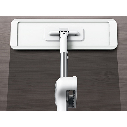 Salokāms plakanais mops ar nospiešanas mehānismu 125 cm, mikrošķiedras, balts