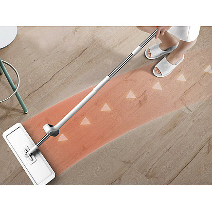 Salokāms plakanais mops ar nospiešanas mehānismu 125 cm, mikrošķiedras, balts
