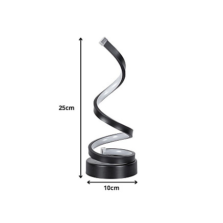 Spiral LED desk lamp, 3 light colours, USB brightness control