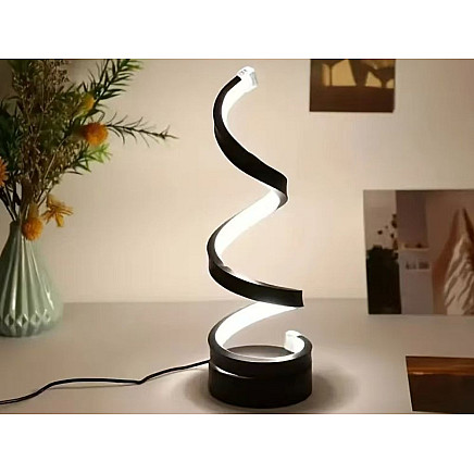 Spiral LED desk lamp, 3 light colours, USB brightness control
