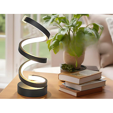 Spiral LED desk lamp, 3 light colours, USB brightness control