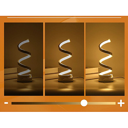 Spiral LED desk lamp, 3 light colours, USB brightness control