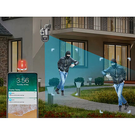 WIFI ārējā rotējošā kamera ar diviem objektīviem 4G