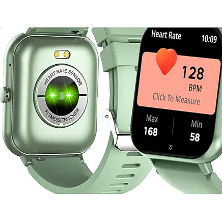 Sporta viedpulkstenis ar Bluetooth zvanu funkciju un silikona siksniņu, zaļš