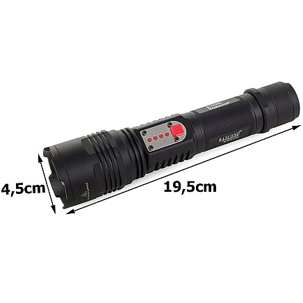 Bailong militārā LED lukturis ar CREE XM-L T6, USB uzlāde, modelis W767