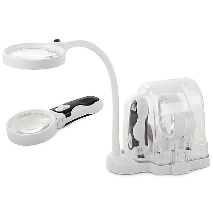 Desk desk loupe 2in1 interchangeable lenses 6 leds