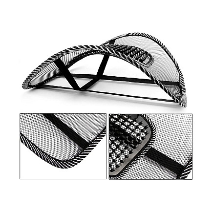 Ergonomisks muguras balsta spilvens ar masāžu krēslam, melns