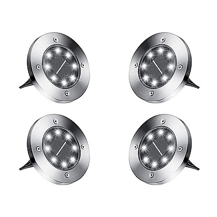 Solar disk garden lights twilight sensor 4pcs