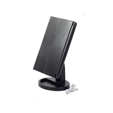 Kosmētisks Spogulis ar LED Apgaismojumu un 2x 3x Palielinājumu, Melns - 5907451311042 Kosmētisks Spogulis ar LED Apgaismojumu un 2x 3x Palielinājumu, Melns