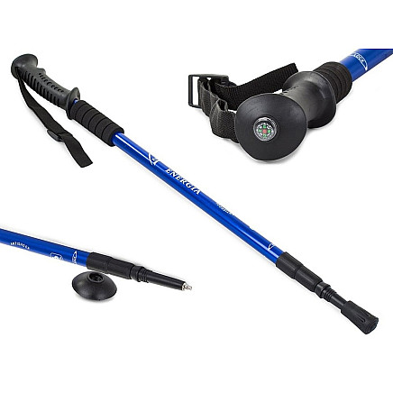 Nūjošanas un trekinga nūja ar Anti-Shock sistēmu un kompasu, 1 gab., zila