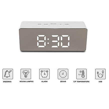 Led alarm clock led timer led mirror alarm date 4in1