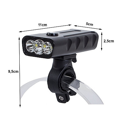 Bicycle Headlight with Powerbank Function, 3x CREE XM-L T6 LED