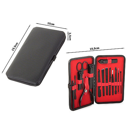 Маникюрный набор из 16 предметов с элегантным черным футляром