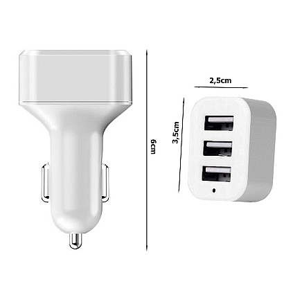 Car car charger for cigarette lighter sockets 3xusb