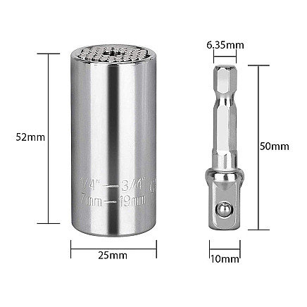 Universal socket spanner 7-19 mm 1/4-3/4