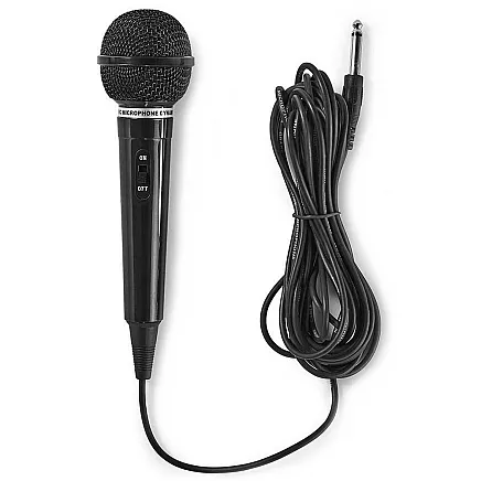 NEDIS cable microphone/ Cardioid/ fixed cable 5m/ 80 Hz - 12 kHz/ 600 Ohm/ -75 dB/ jack 6.35 mm/ switch/ ABS/ black