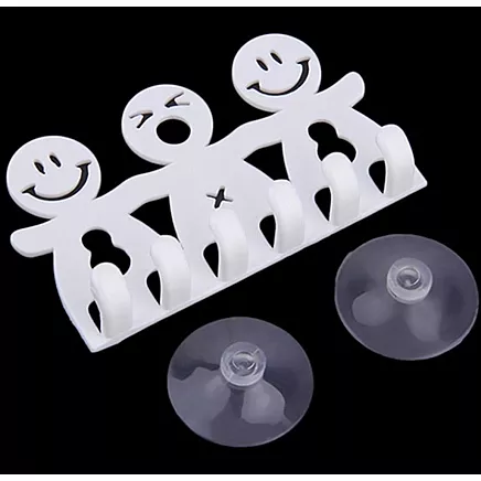 Universāls sienas zobu birstes un nieciņu turētājs (5 vietas, balts)