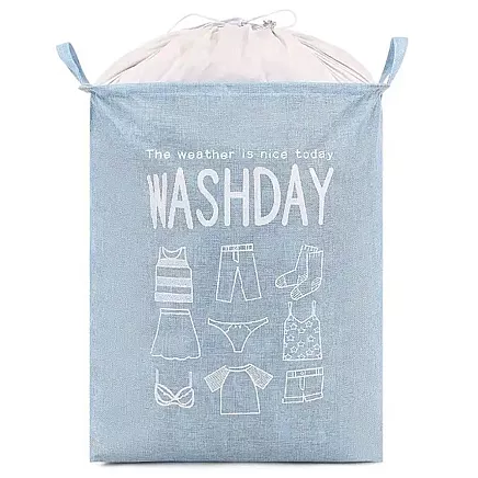 Folding laundry basket, bag, 70L, blue