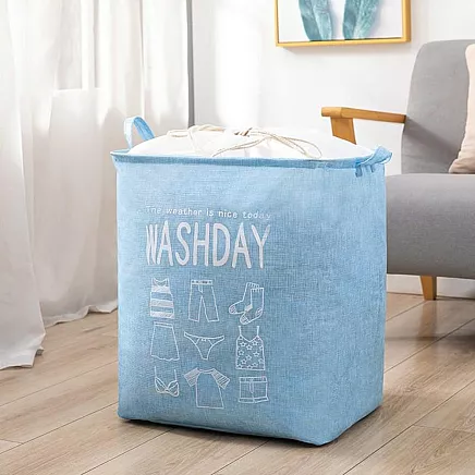 Folding laundry basket, bag, 70L, blue