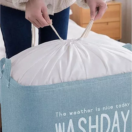 Folding laundry basket, bag, 70L, blue