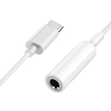 USB-C uz 3,5 mm mini jack adapteris, balts, 11 cm