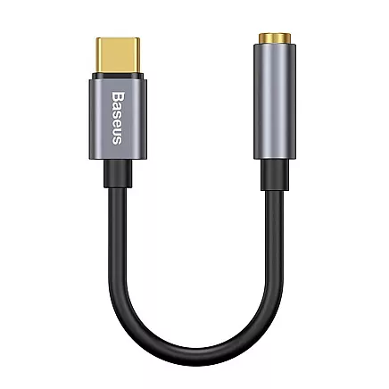 Baseus L54 Аудиоадаптер USB-C + миниджек 3,5 мм (черный + серый)