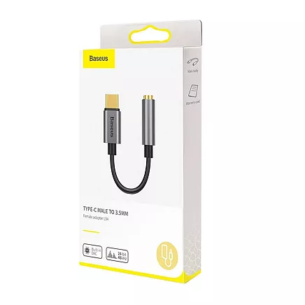 Baseus L54 Аудиоадаптер USB-C + миниджек 3,5 мм (черный + серый)