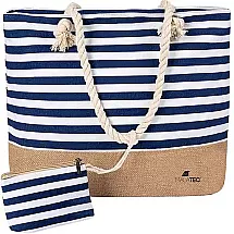 Pludmales Piknika Soma no Džutas ar Svītrām + Mazs Maks, 22L