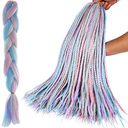 Kanekalons Sintētiskās Ombre Afro Bizes Frizūrām 60cm, Rozā-Zils