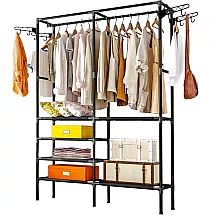 Liels drēbju pakaramais / vaļējs skapis ar plauktiem Ruhhy 22671