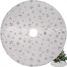 Pūkains Ziemassvētku eglītes paklājiņš 120 cm Ruhhy 22224, balts ar sudrabu