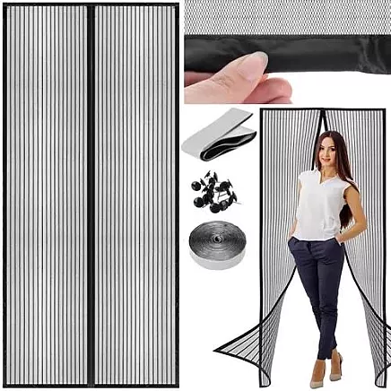 Lux magnētiskais moskītu kukaiņu tīkls durvīm 100x210cm, melns