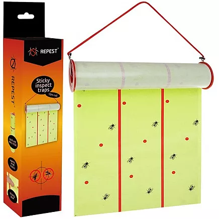 Промышленный клейкий рулон для ловли насекомых - 10 метров, нетоксичный, без запаха - идеально подходит для домов, ферм, теплиц и коммерческих помещений