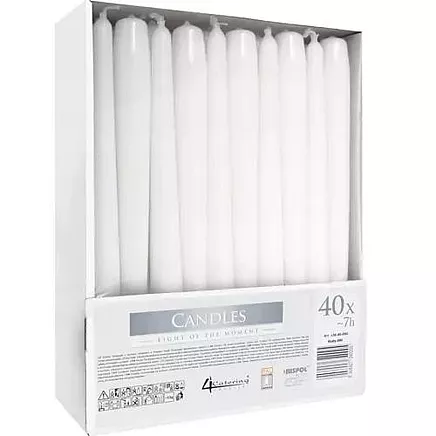 White taper candle - set of 40