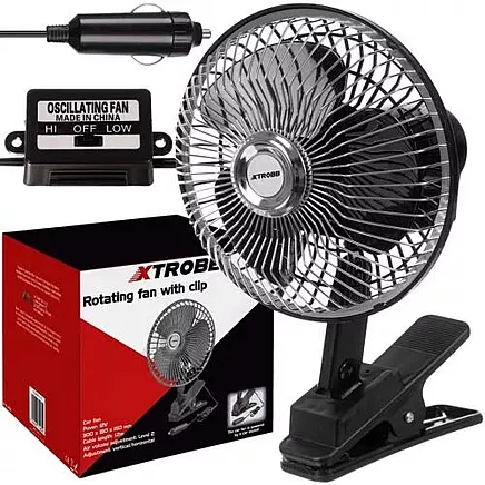 Xtrobb 23194 Rotējošs auto ventilators ar klipsi, 12V
