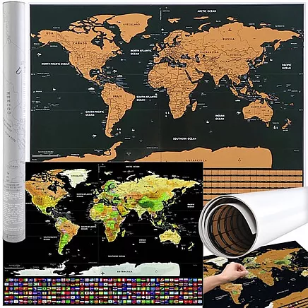 World map scratch card with flags 23443