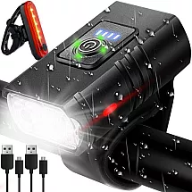 4T6 USB velosipēda priekšējais un aizmugurējais lukturis ar iebūvētu akumulatoru