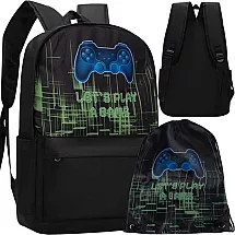 Skolas mugursoma ar apavu maisiņu Geimeriem 22L, Kruzzel 24532, melna