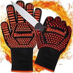 Heat-resistant grill gloves with high protection against hot surfaces and high temperatures